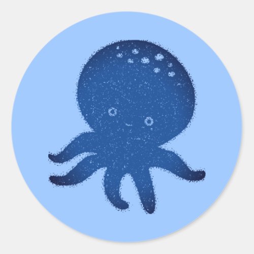 Cute Octopus Cartoon Old Paper Print Classic Round Sticker