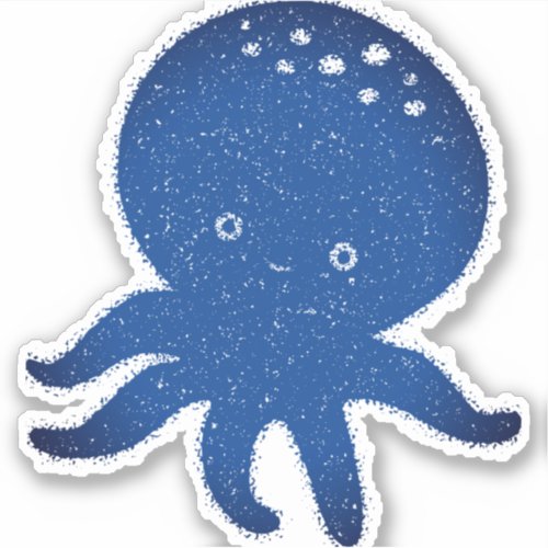 Cute Octopus Cartoon Old Paper Print Sticker