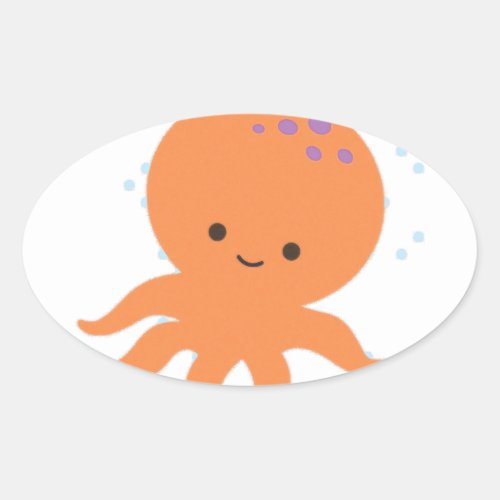 Cute Octopus Cartoon Oval Sticker