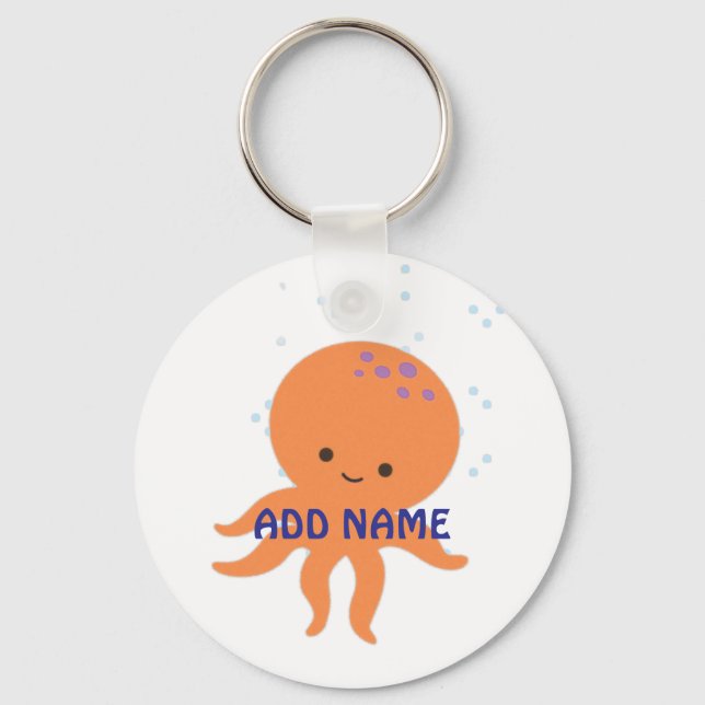Cute Octopus Cartoon Personalized Keychain (Front)