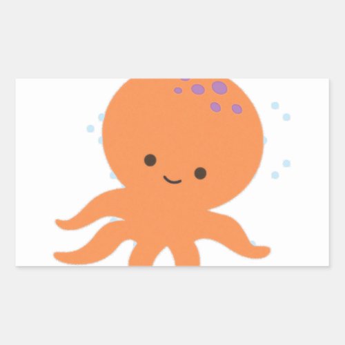 Cute Octopus Cartoon Rectangular Sticker