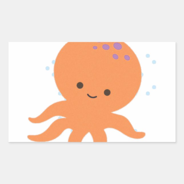 Cute Octopus Cartoon Rectangular Sticker (Front)