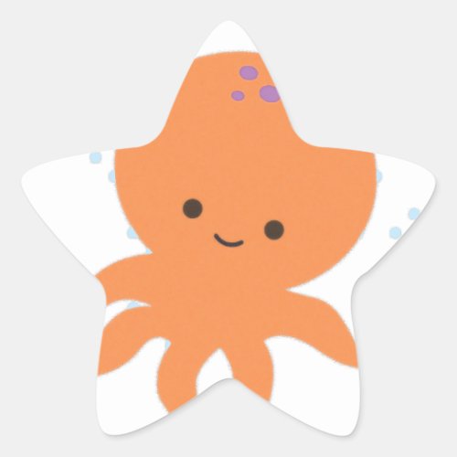 Cute Octopus Cartoon Star Sticker