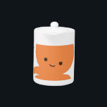 Cute Octopus Cartoon Teapot<br><div class="desc">A cute orange cartoon octopus.</div>