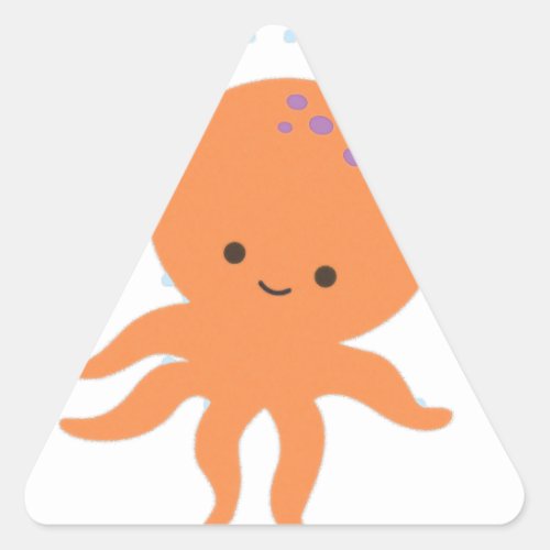 Cute Octopus Cartoon Triangle Sticker