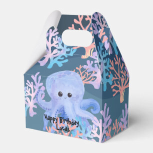 Cute octopus colorful coral fish sea Birthday kids Favor Boxes