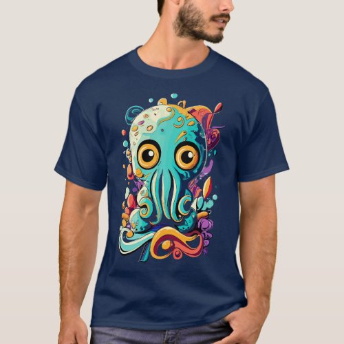 Cute Octopus Colourful Baby Octopus Cthulhu T_Shirt