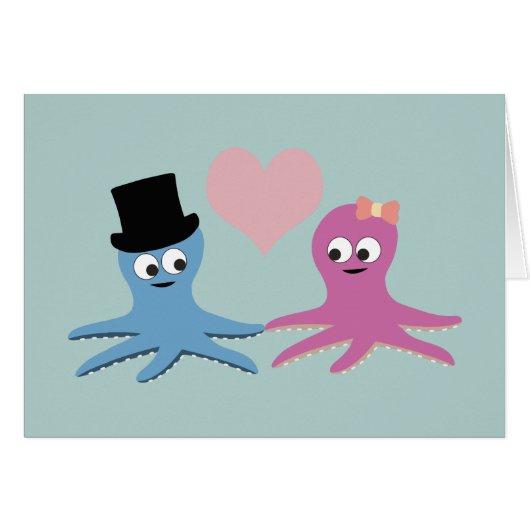 Cute Octopus Couple Cards (Front Horizontal)