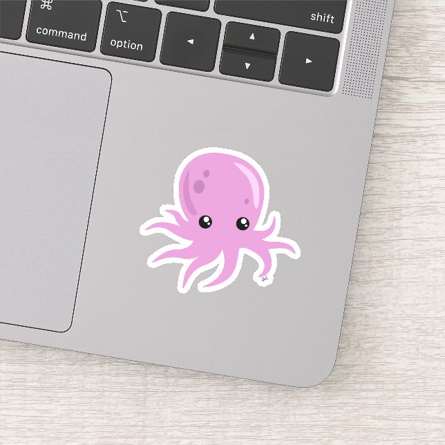 Cute Octopus Custom-Cut Vinyl Sticker (Detail)