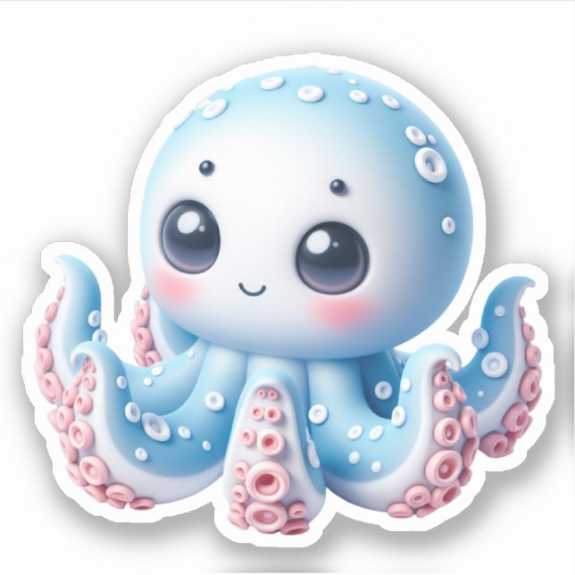 Cute Octopus Custom-Cut Vinyl Stickers (Front)