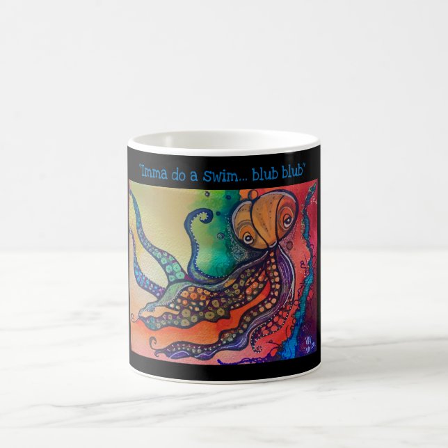 Cute octopus from "Imma do a swim" series Coffee Mug (Center)