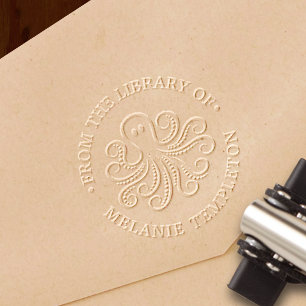 Cute Octopus “From the library of” Name Monogram Embosser