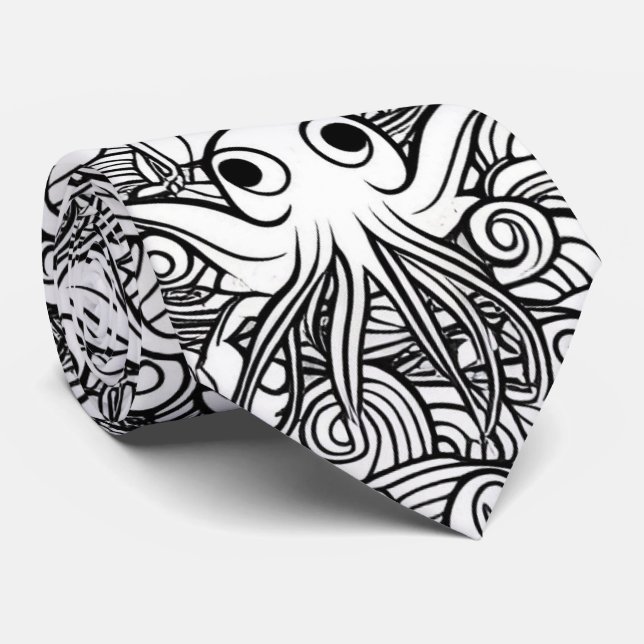 Cute Octopus in Seaweed Neck Tie (Rolled)