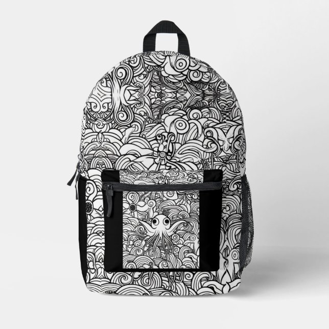 Cute Octopus in Seaweed Printed Backpack (Front)