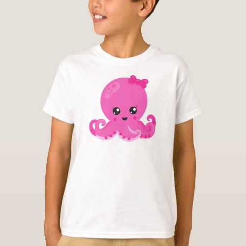 Cute Octopus Little Octopus Baby Octopus Hearts T_Shirt