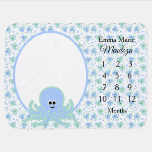 Cute Octopus Monthly Milestone Baby Blanket