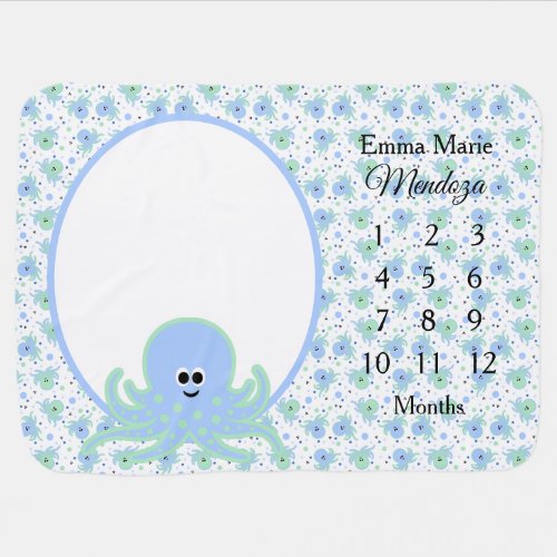 Cute Octopus Monthly Milestone Baby Blanket