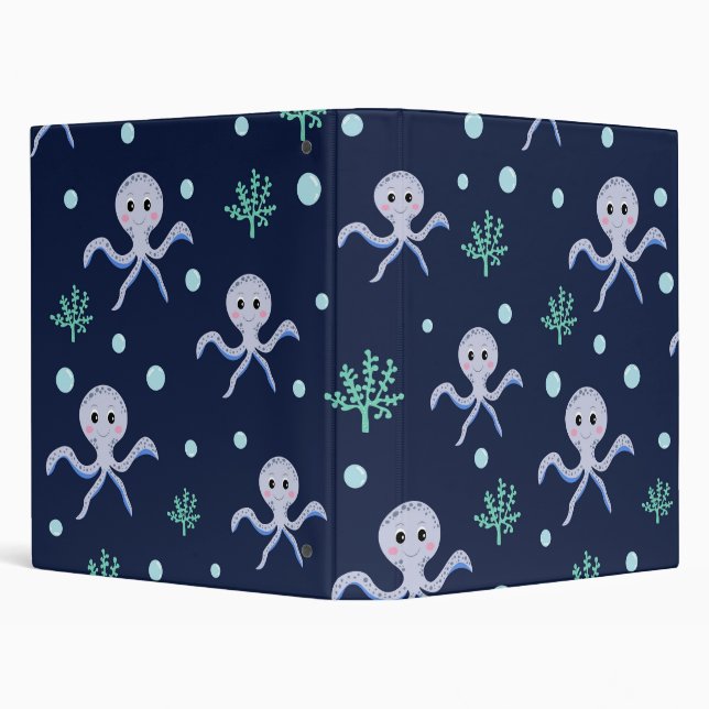 Cute Octopus Pattern 3 Ring Binder (Background)