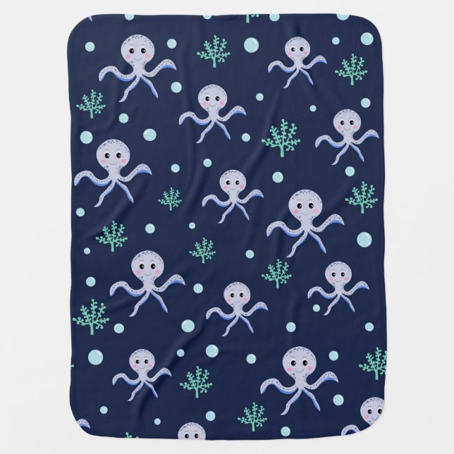 Cute Octopus Pattern Baby Blanket (Front)