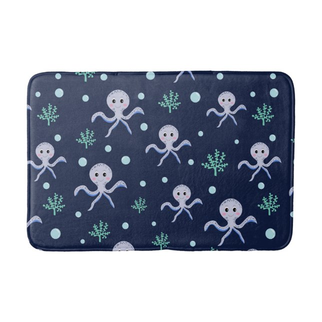 Cute Octopus Pattern Bath Mat (Front)