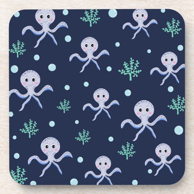 Cute Octopus Pattern Beverage Coaster (Front)