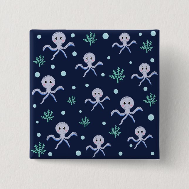 Cute Octopus Pattern Button (Front)