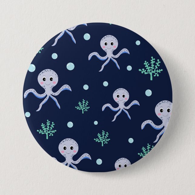 Cute Octopus Pattern Button (Front)