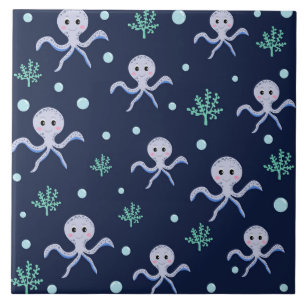 Cute Octopus Pattern Ceramic Tile