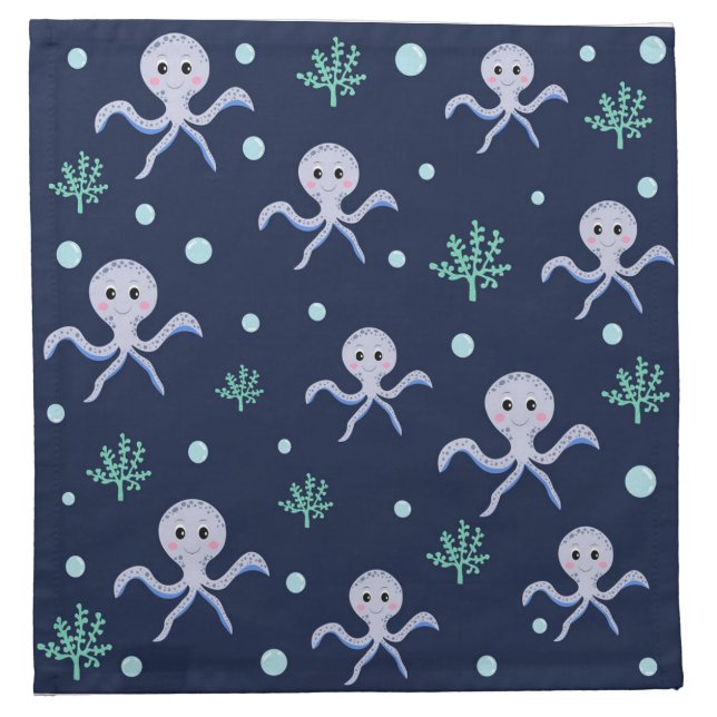 Cute Octopus Pattern Cloth Napkin (Front)