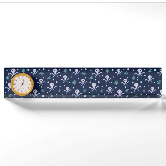 Cute Octopus Pattern Desk Name Plate (Front)