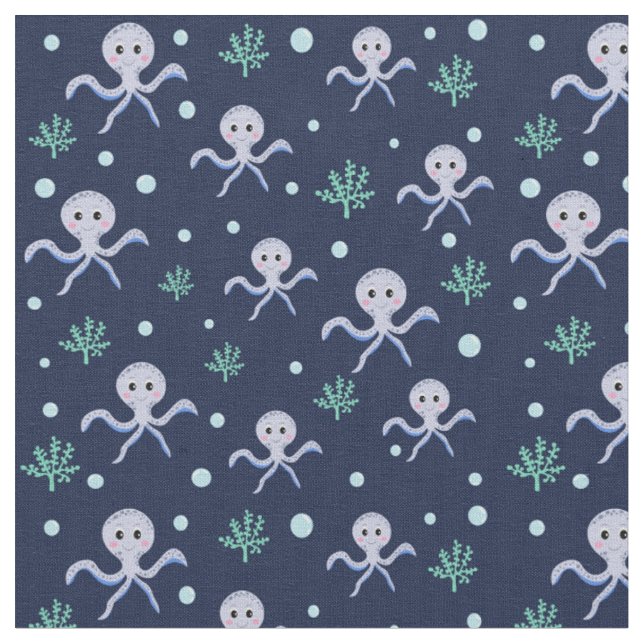Cute Octopus Pattern Fabric (Close Up)