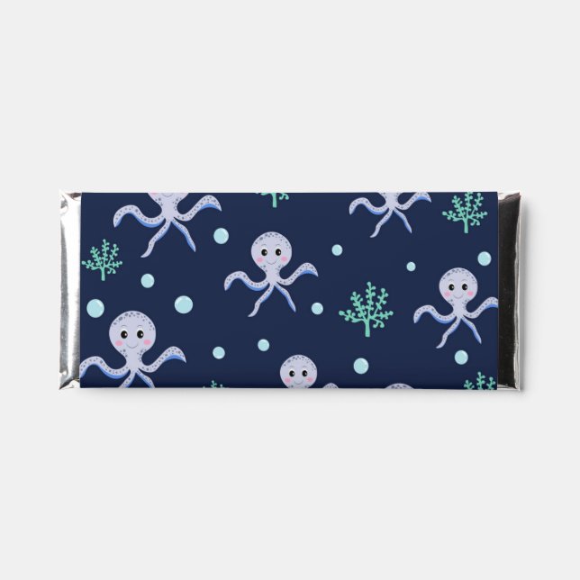 Cute Octopus Pattern Hershey Bar Favors (Front)
