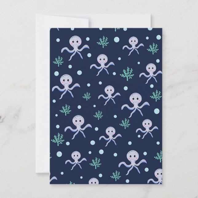 Cute Octopus Pattern Holiday Card (Front)