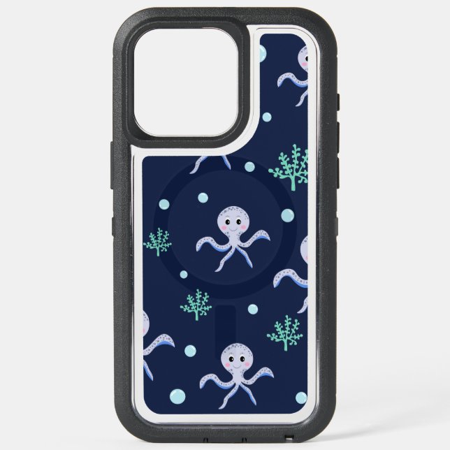 Cute Octopus Pattern iPhone 15 Pro Max Case (Back)