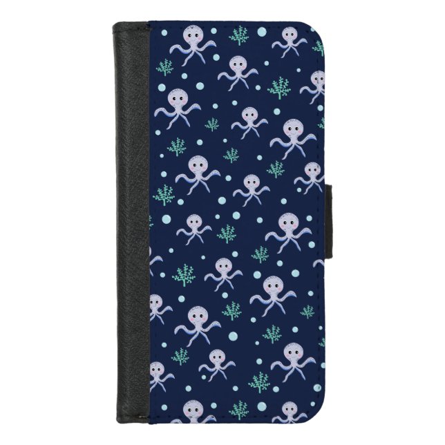 Cute Octopus Pattern iPhone Wallet Case (Front)