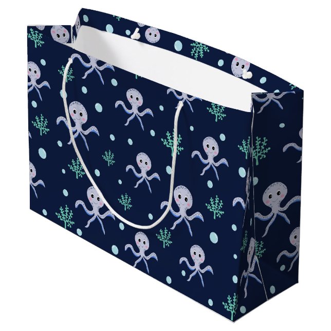 Cute Octopus Pattern Large Gift Bag (Back Angled)