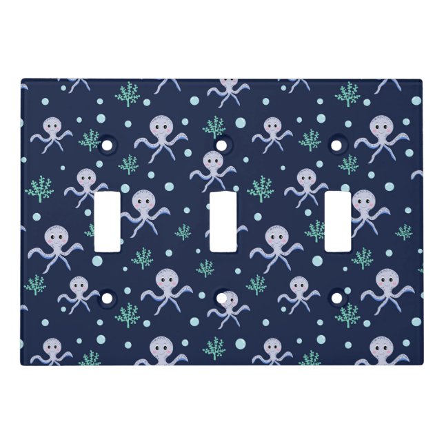 Cute Octopus Pattern Light Switch Cover (Front)