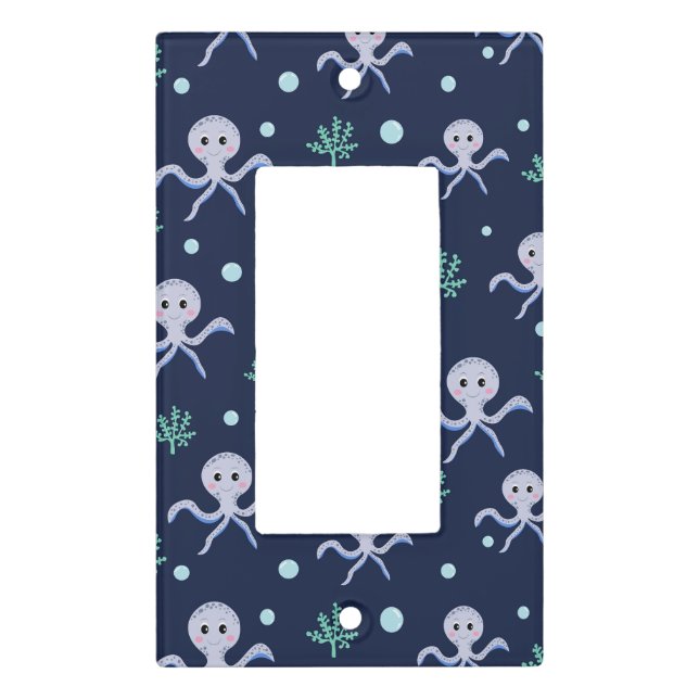 Cute Octopus Pattern Light Switch Cover (Front)