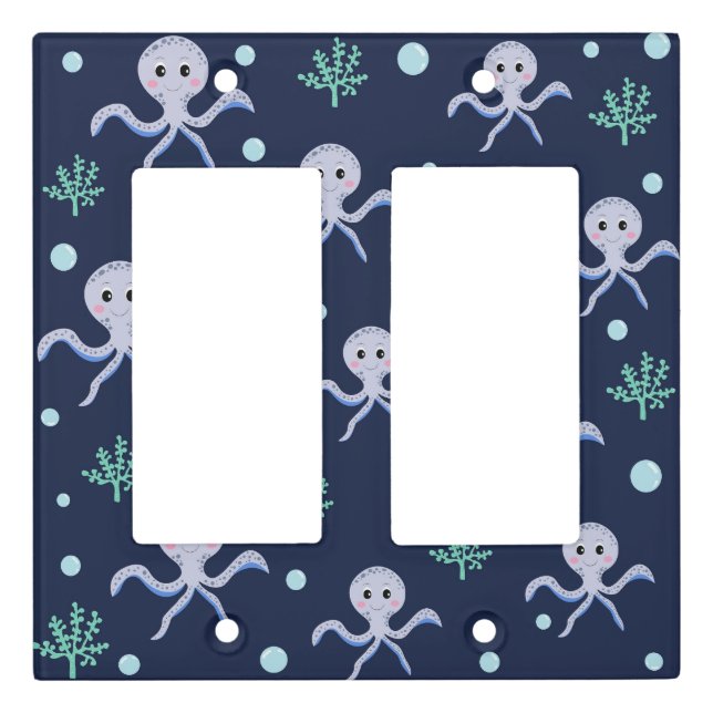 Cute Octopus Pattern Light Switch Cover (Front)
