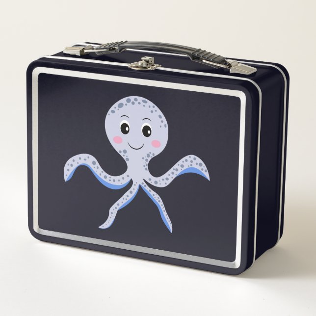 Cute Octopus Pattern Metal Lunch Box (Front)