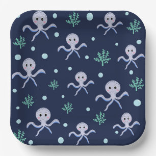 Cute Octopus Pattern Paper Plates