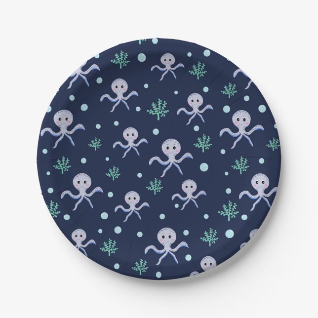 Cute Octopus Pattern Paper Plates (Front)