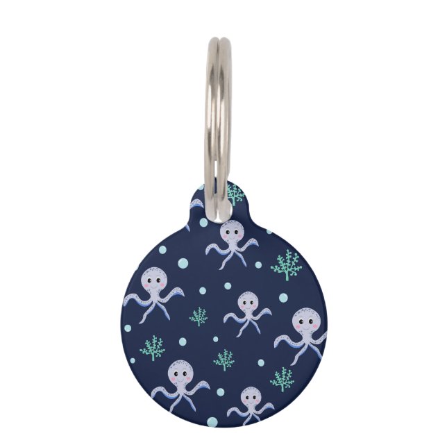 Cute Octopus Pattern Pet ID Tag (Front)