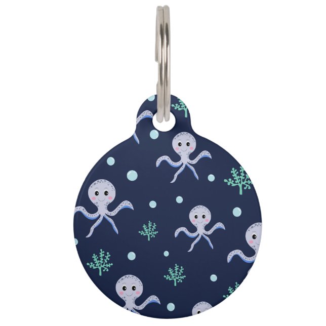 Cute Octopus Pattern Pet ID Tag (Front)