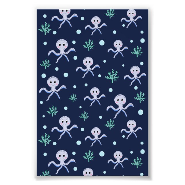 Cute Octopus Pattern Photo Print (Front)