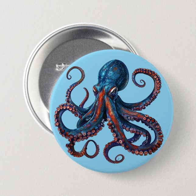 Cute Octopus Pin - Custom Button Badge Gift (Front & Back)