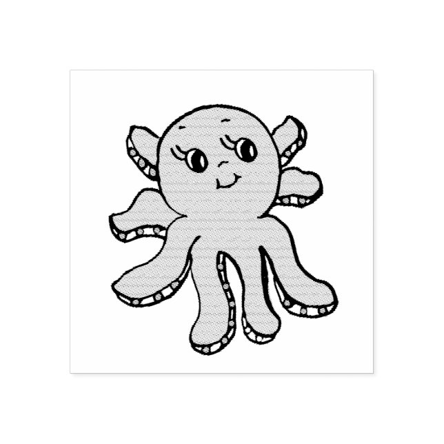 Cute Octopus Rubber Stamp (Imprint)