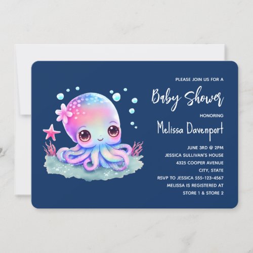 Cute Octopus Sea Creature Baby Shower Invitation