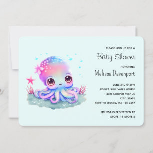 Cute Octopus Sea Creature Baby Shower Invitation