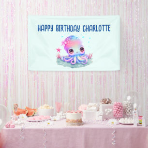 Cute Octopus Sea Creature Birthday Banner